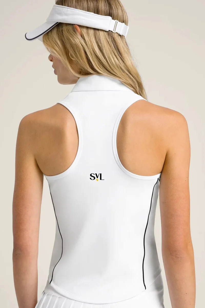 SVL White Women's Padel & Tennis Top with Zipper – White – SVL for Women | Best Price UAE